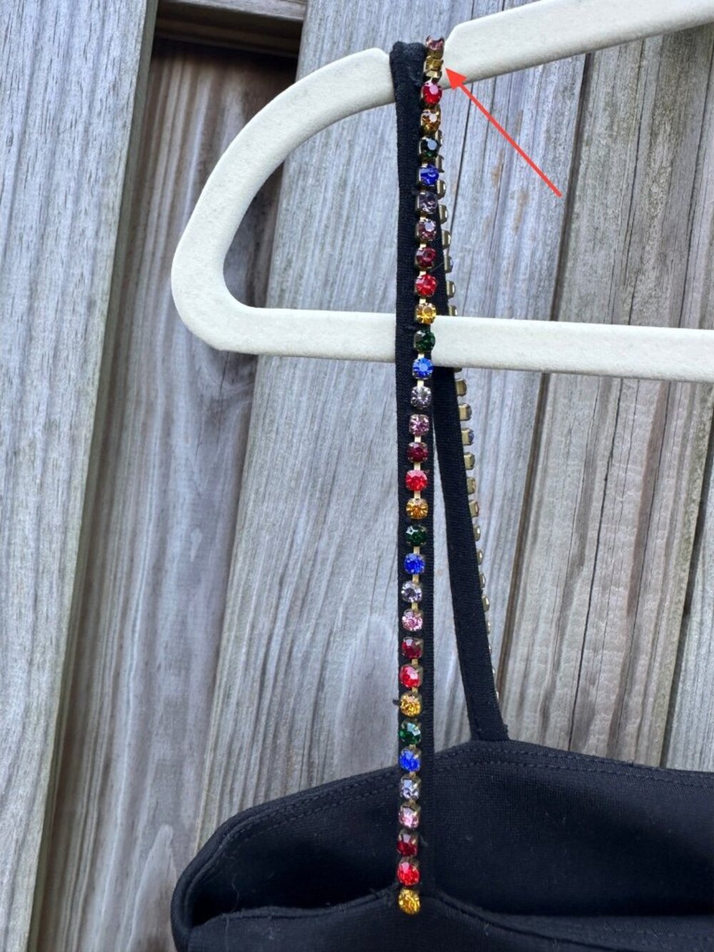 STAUD Black Rainbow Rhinestone Strap Square Neck Camisole Top M - Picture 9 of 10